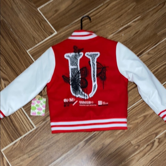Highly Cultured Red and White Varsity Jacket - Picture 2 of 4